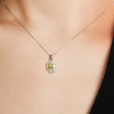 Yellow Zircon Pendant Necklace for Women