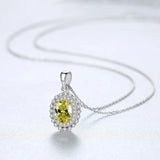 Yellow Zircon Pendant Necklace for Women