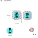 925 Silver Emerald Cut Emerald Earrings Ear Studs Fine Jewelry
