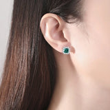925 Silver Emerald Cut Emerald Earrings Ear Studs Fine Jewelry