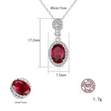 Vintage Ruby Pendant Necklace Women 925 Silver Clavicle Chain Jewelry