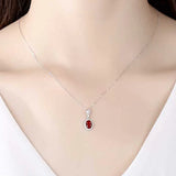Vintage Ruby Pendant Necklace Women 925 Silver Clavicle Chain Jewelry