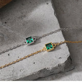 S925 Sterling Silver Plated 14K Emerald Style Bracelet