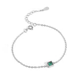 S925 Sterling Silver Plated 14K Emerald Style Bracelet