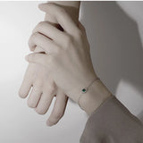 S925 Sterling Silver Plated 14K Emerald Style Bracelet