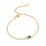 S925 Sterling Silver Plated 14K Emerald Style Bracelet