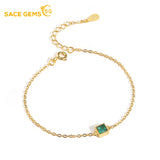 S925 Sterling Silver Plated 14K Emerald Style Bracelet