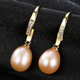 925 Sterling Silver Pearl Eardrop 18K Zircon Ear Stud