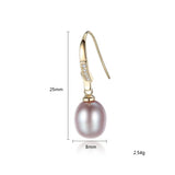 925 Sterling Silver Pearl Eardrop 18K Zircon Ear Stud