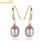 925 Sterling Silver Pearl Eardrop 18K Zircon Ear Stud