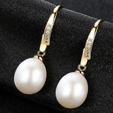 925 Sterling Silver Pearl Eardrop 18K Zircon Ear Stud