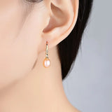 925 Sterling Silver Pearl Eardrop 18K Zircon Ear Stud