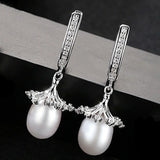 Women Earrings S925 Sterling Silver Natural Pearl Eardrop Boutique Jewelry