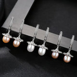 Women Earrings S925 Sterling Silver Natural Pearl Eardrop Boutique Jewelry