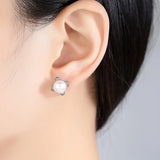 Sterling Silver Pearl Flower Earrings