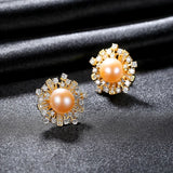Sterling Silver Pearl Flower Earrings Gift