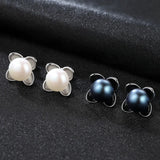 Sterling Silver Pearl Flower Earrings