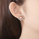 Sterling Silver Pearl Flower Earrings Gift