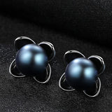 Sterling Silver Pearl Flower Earrings