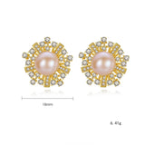 Sterling Silver Pearl Flower Earrings Gift