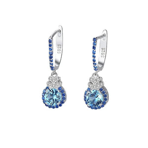 S925 Silver Water Drop Earrings with Sky Zircon