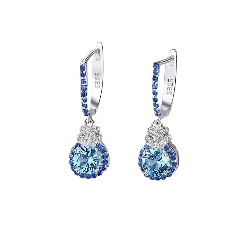 S925 Silver Water Drop Earrings with Sky Zircon