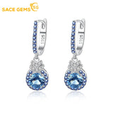 S925 Silver Water Drop Earrings with Sky Zircon