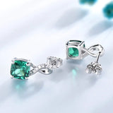 Emerald 925 Sterling Silver Ear Studs Set