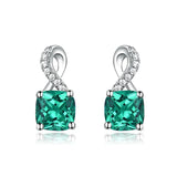 Emerald 925 Sterling Silver Ear Studs Set