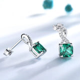 Emerald 925 Sterling Silver Ear Studs Set