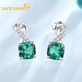 Emerald 925 Sterling Silver Ear Studs Set