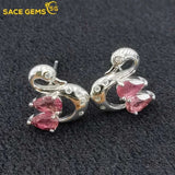 925 Sterling Silver Tourmaline Stud Earrings Wedding Party Fine Jewelry