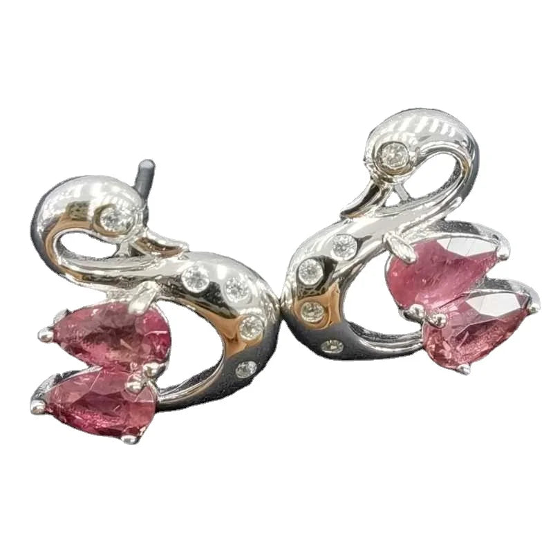 925 Sterling Silver Tourmaline Stud Earrings Wedding Party Fine Jewelry