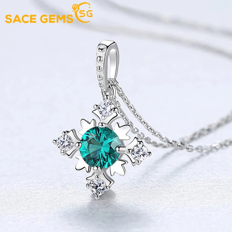 SACEGEMS 925 Silver Green Zircon Pendant Wedding Jewelry