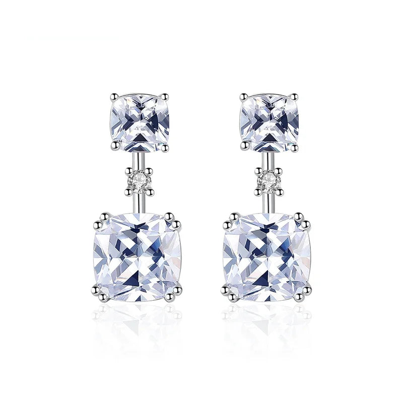 SACEGEMS 925 Silver Stud Earrings 6mm Zircon Wedding Jewelry
