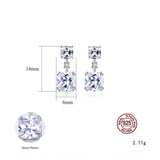 SACEGEMS 925 Silver Stud Earrings 6mm Zircon Wedding Jewelry