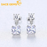 SACEGEMS 925 Silver Stud Earrings 6mm Zircon Wedding Jewelry