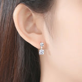 SACEGEMS 925 Silver Stud Earrings 6mm Zircon Wedding Jewelry