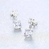 SACEGEMS 925 Silver Stud Earrings 6mm Zircon Wedding Jewelry