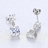 SACEGEMS 925 Silver Stud Earrings 6mm Zircon Wedding Jewelry