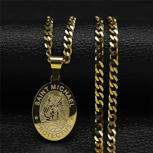 SAINT MICHAEL PROTECT US Stainless Steel Necklace Men/Women