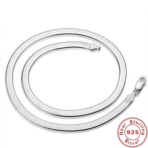 SAIYE 925 Silver Necklace 4MM Snake Chain Couple Jewelry Blade Chain