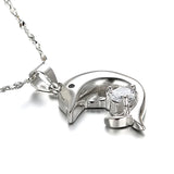 925 Silver Dolphin Zircon Pendant Necklace For Women
