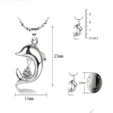 925 Silver Dolphin Zircon Pendant Necklace For Women