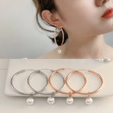 925 Silver Pearl Glossy Hoop Earrings, Charm Gift