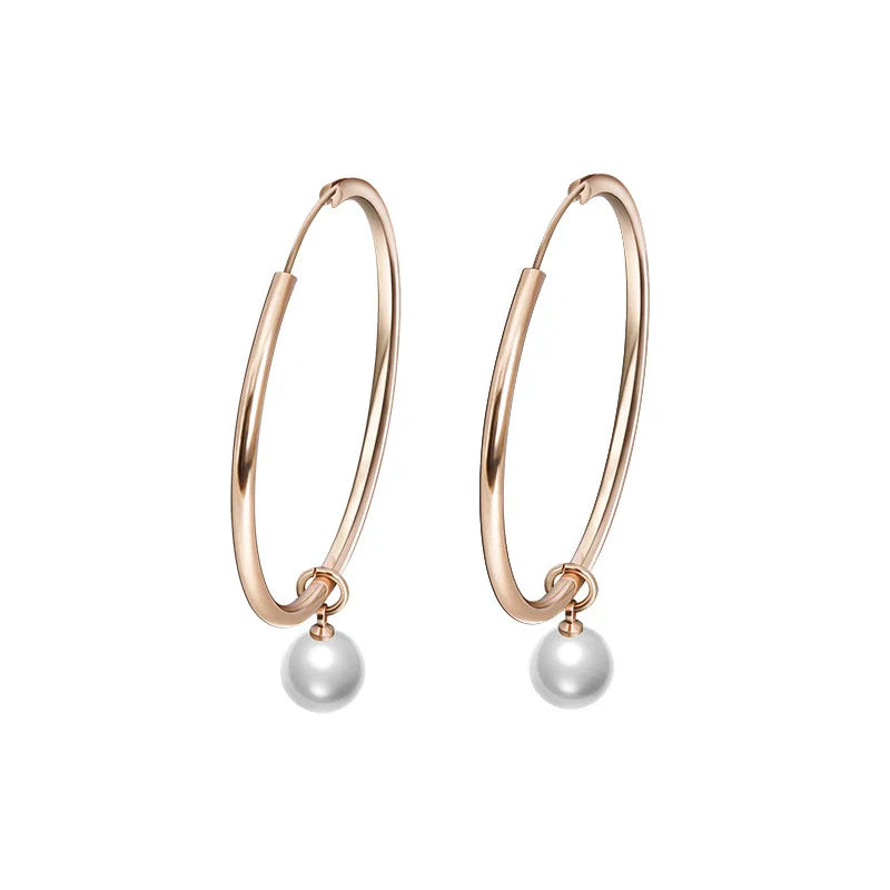 925 Silver Pearl Glossy Hoop Earrings, Charm Gift