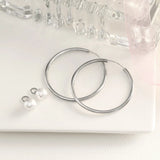 925 Silver Pearl Glossy Hoop Earrings, Charm Gift
