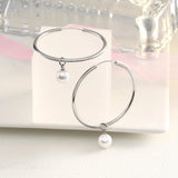 925 Silver Pearl Glossy Hoop Earrings, Charm Gift