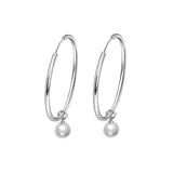 925 Silver Pearl Glossy Hoop Earrings, Charm Gift