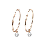 925 Silver Pearl Glossy Hoop Earrings, Charm Gift